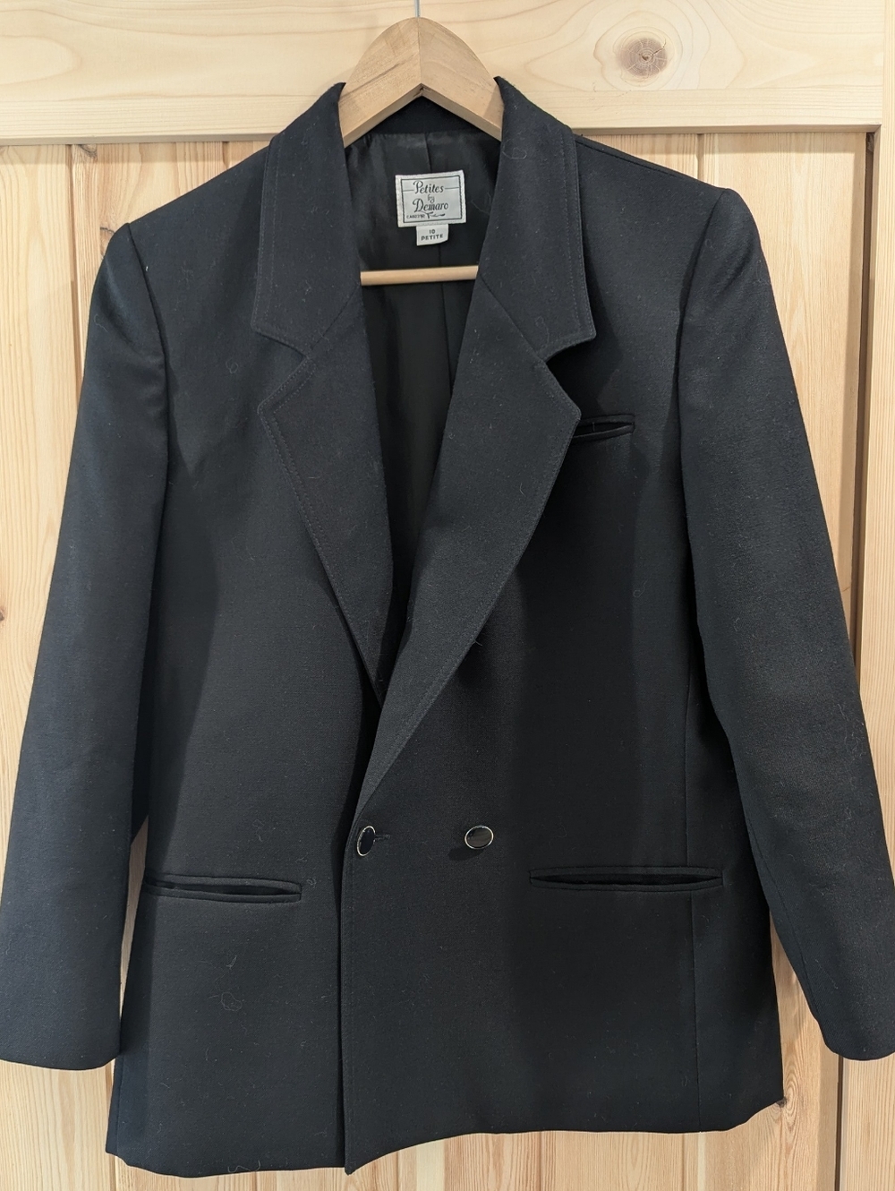 Petites by Demaro 100% Wool Black Double Breasted Blazer - Picture 2 of 10